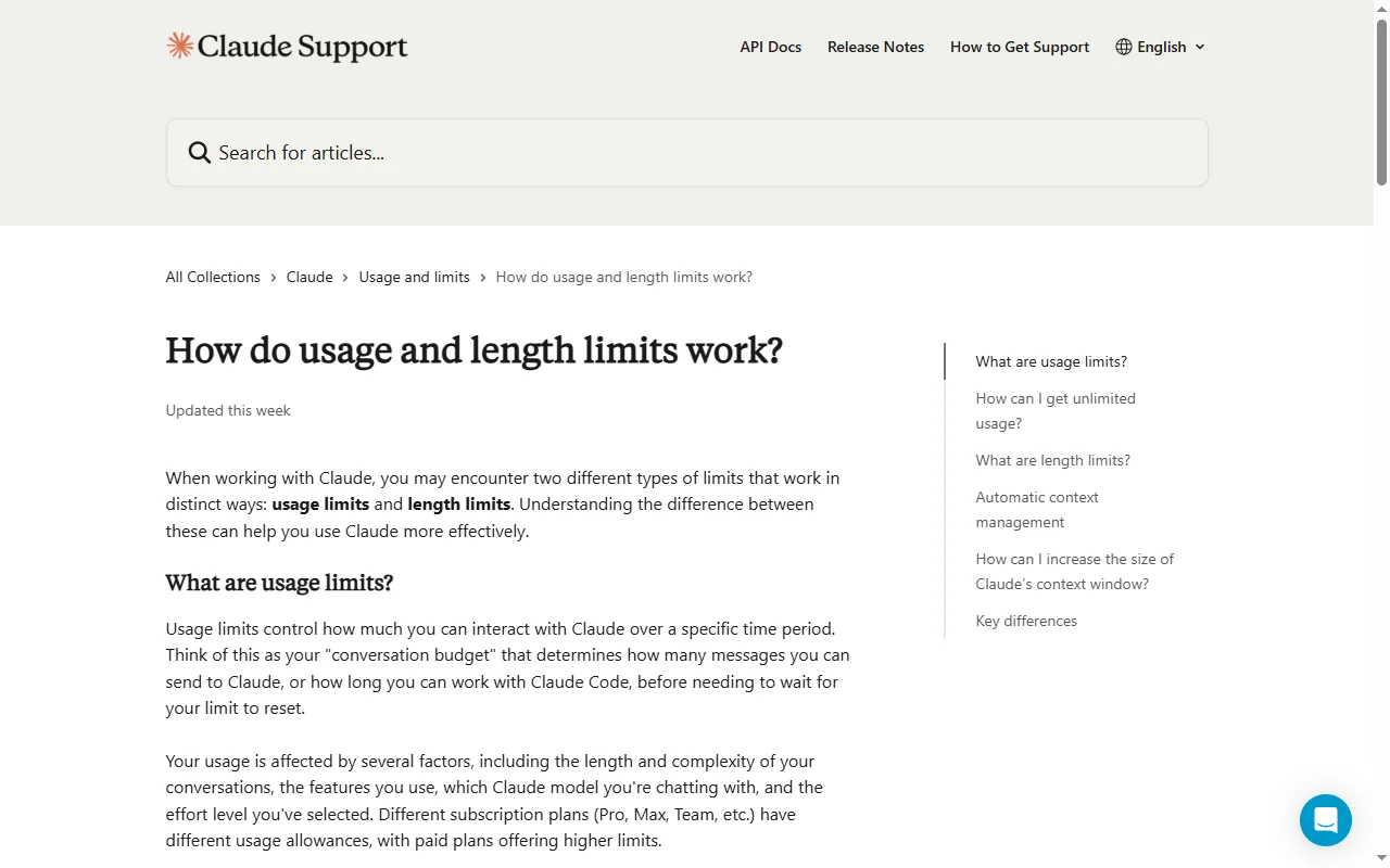 Claude 5 hour limit trick source: the Claude Help Centre article explaining how usage and length limits work